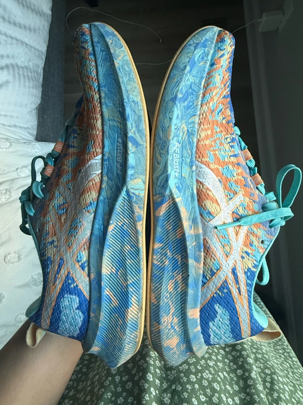ASICS Women's NOOSA TRI 16 Running Shoes Nature Blue Faded Orange Size 9